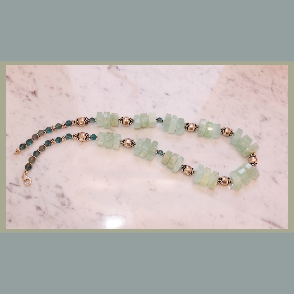 Aquamarine and Silver necklace  SOLD!